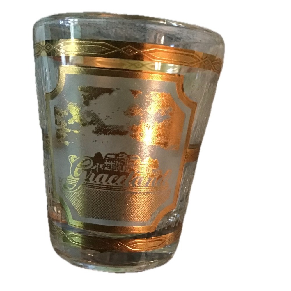 Culver Graceland Elvis Presley 24K‎ Gold Trim Shot Glass Vintage